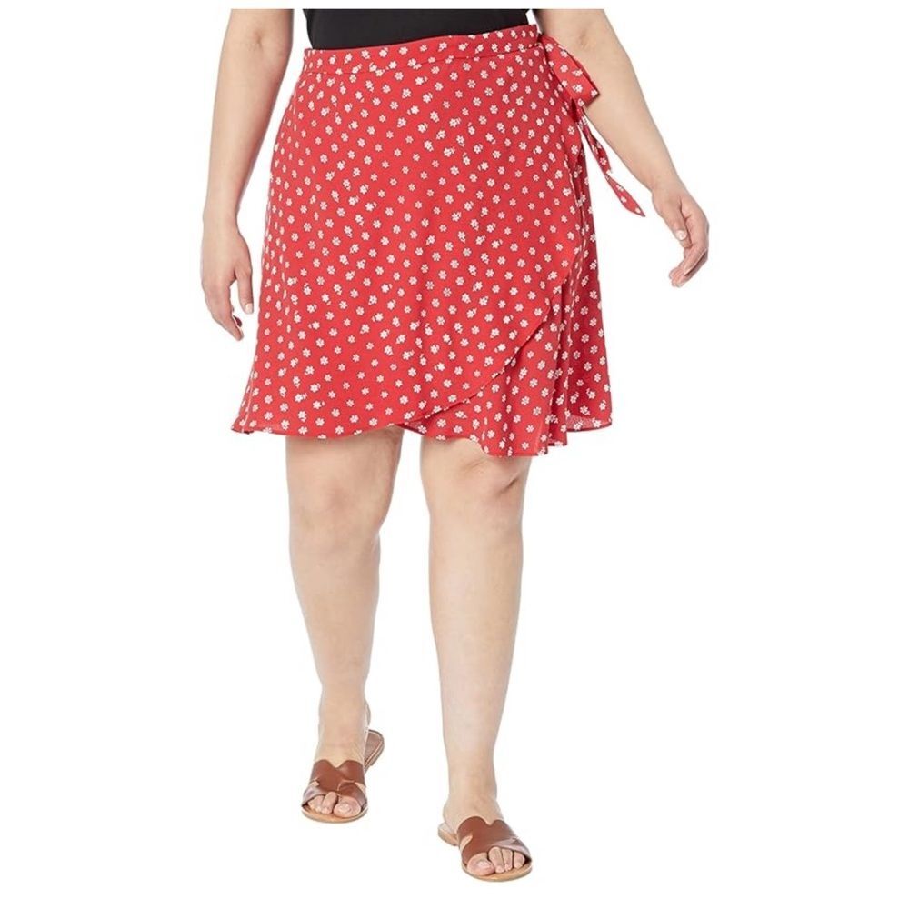 Madewell Red Dixi Floral Wrap Flowy Skirt 14 W Garden Prairie Cottage Feminine